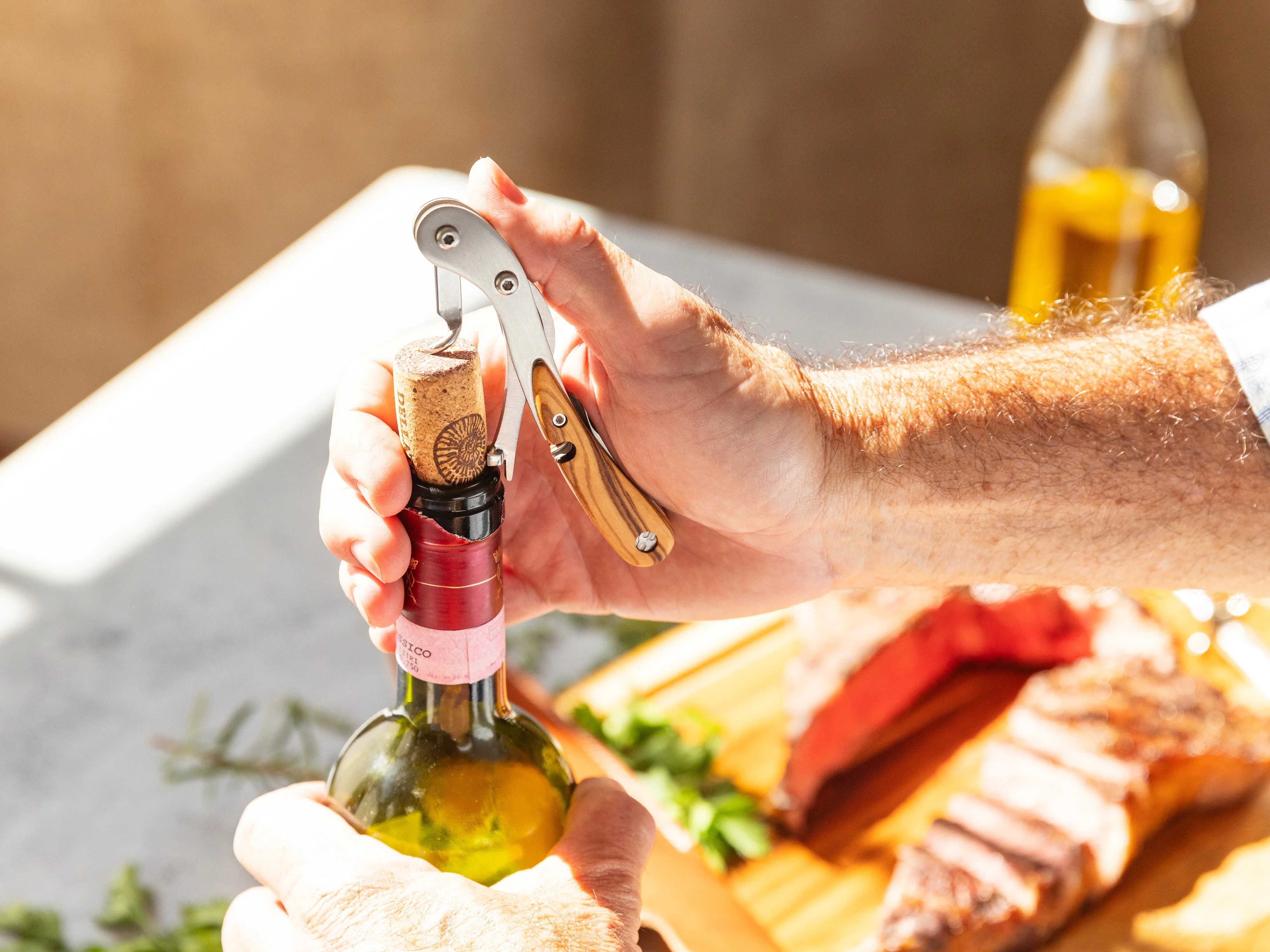 Olive + Steel Wine Opener w/ Leather Sheath - Image 6